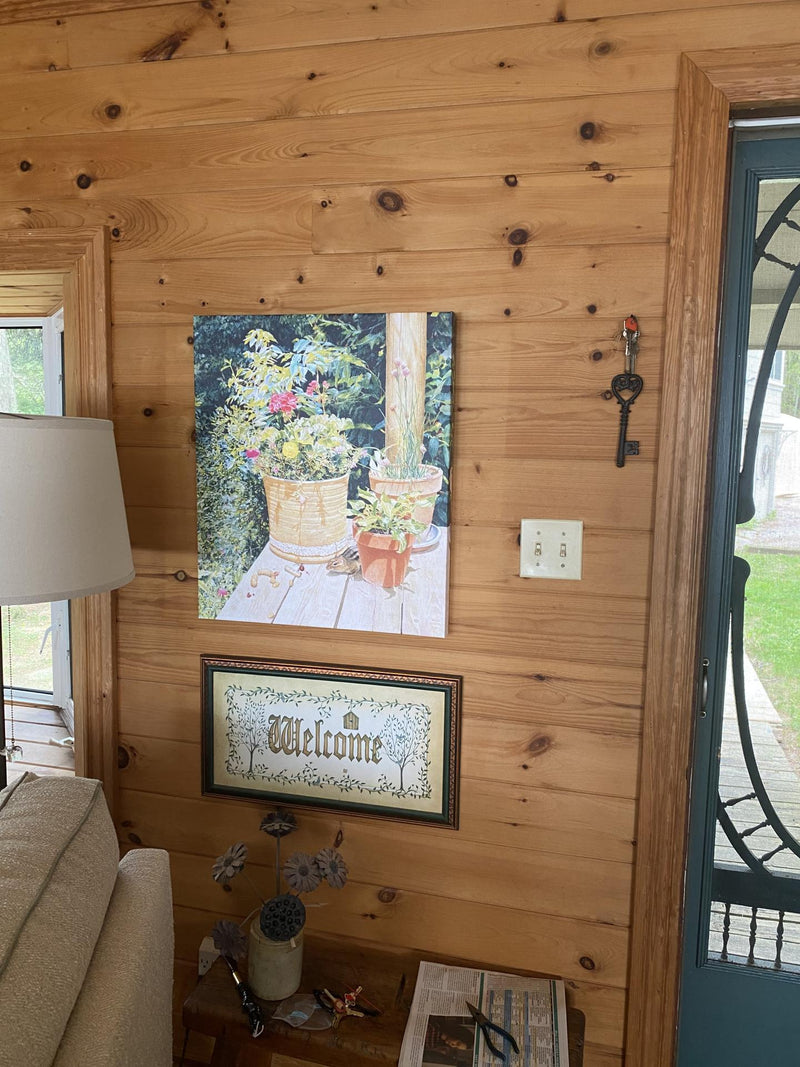 Cottage Visitor canvas by Glen Loates on a cottage wall
