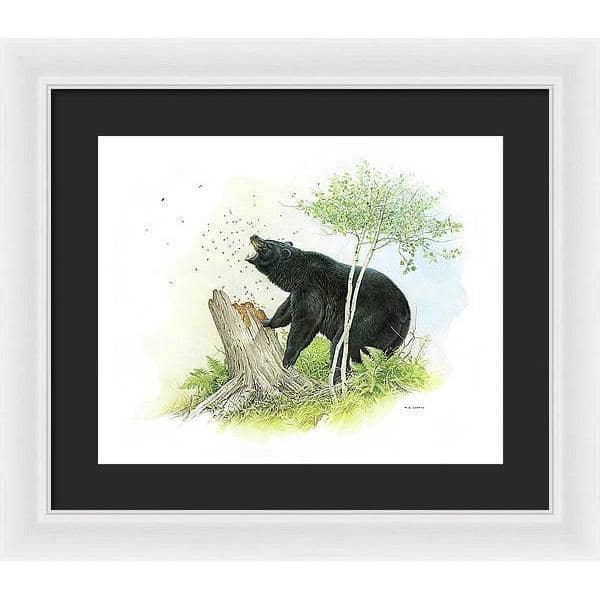 Black Bear and Honey Bees - Framed Print | Artwork by Glen Loates