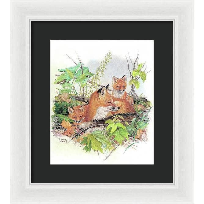 Red Fox and Kits - Framed Print | Artwork by Glen Loates