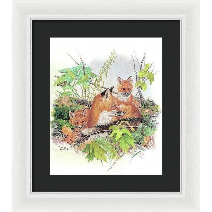 Red Fox and Kits - Framed Print | Artwork by Glen Loates