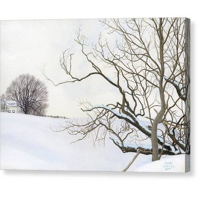 Winter White with Purple Martin House - Canvas Print | Artwork by Glen Loates