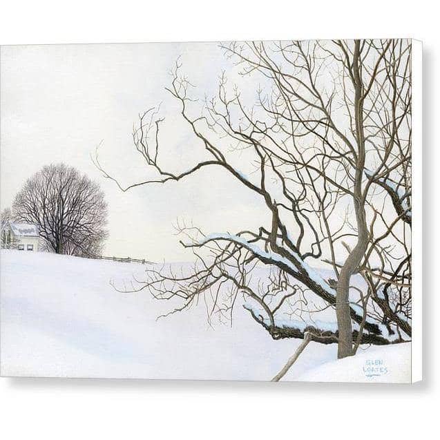 Winter White with Purple Martin House - Canvas Print | Artwork by Glen Loates