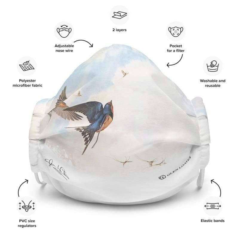 Barn Swallows - Premium Face Mask | Artwork by Glen Loates
