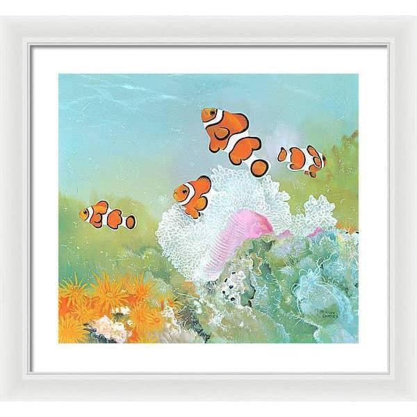 Clown Fish with Sea Anemones - Framed Print | Artwork by Glen Loates