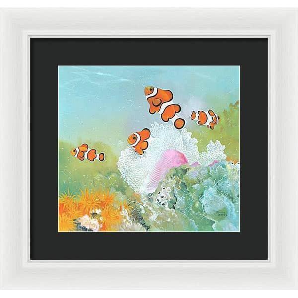 Clown Fish with Sea Anemones - Framed Print | Artwork by Glen Loates