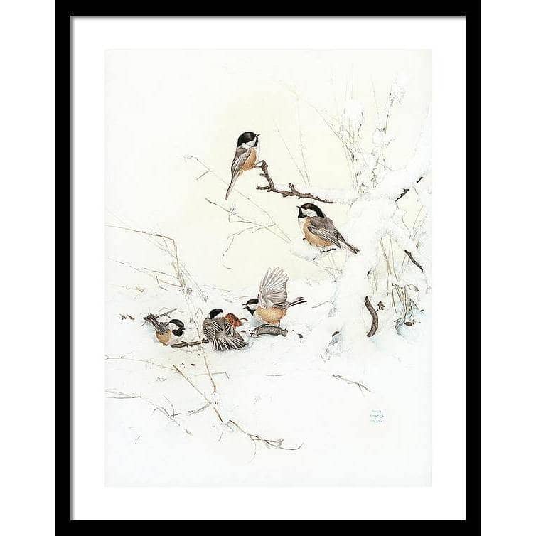 Black-Capped Chickadees - Framed Print | Artwork by Glen Loates