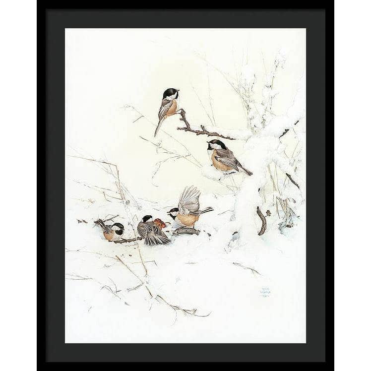 Black-Capped Chickadees - Framed Print | Artwork by Glen Loates