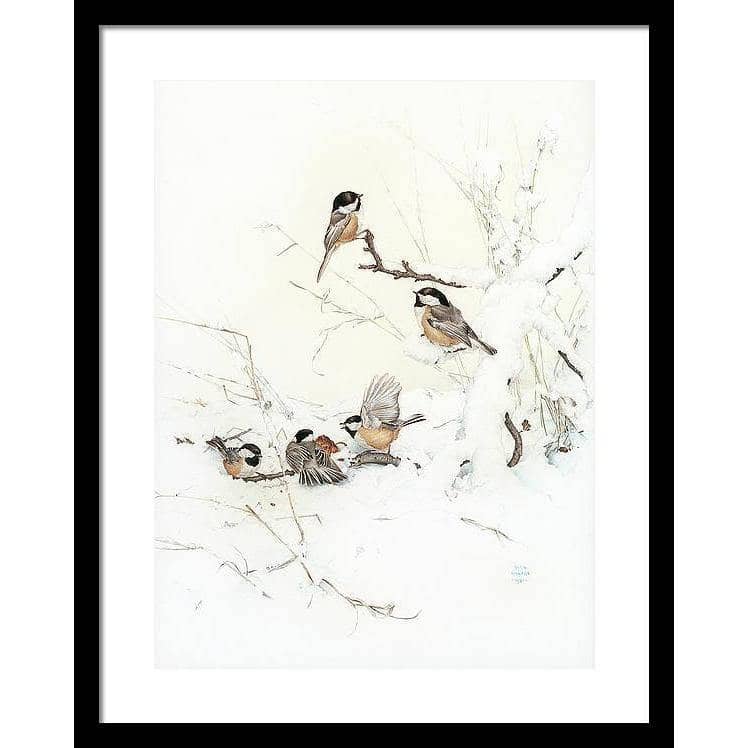 Black-Capped Chickadees - Framed Print | Artwork by Glen Loates