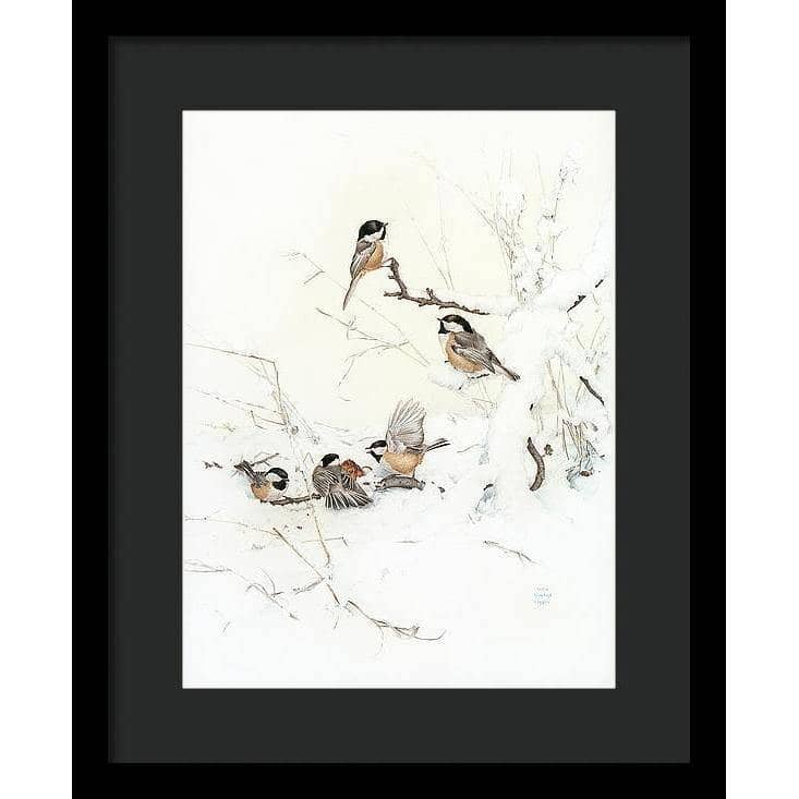 Black-Capped Chickadees - Framed Print | Artwork by Glen Loates
