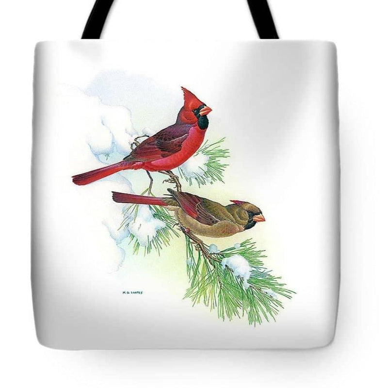 Cardinals by Glen Loates, artwork printed on a tote bag