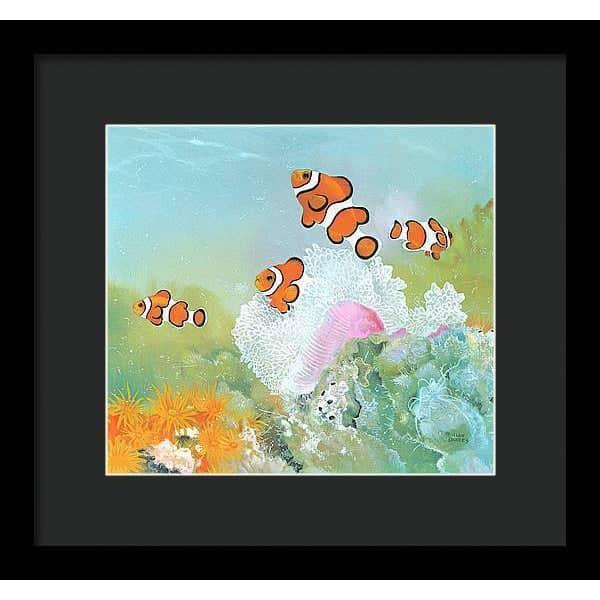 Clown Fish with Sea Anemones - Framed Print | Artwork by Glen Loates