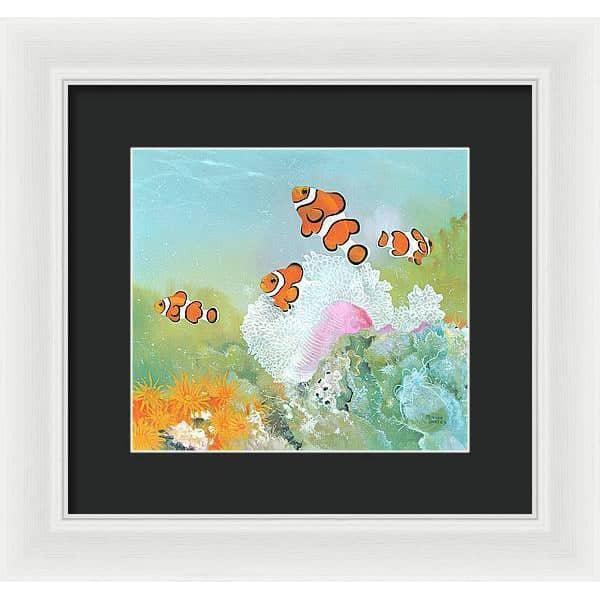 Clown Fish with Sea Anemones - Framed Print | Artwork by Glen Loates