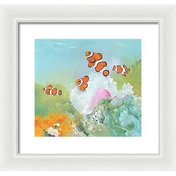 Clown Fish with Sea Anemones - Framed Print | Artwork by Glen Loates