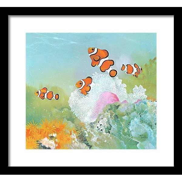 Clown Fish with Sea Anemones - Framed Print | Artwork by Glen Loates