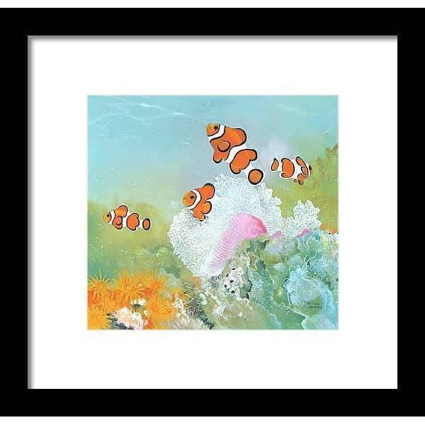 Clown Fish with Sea Anemones - Framed Print | Artwork by Glen Loates