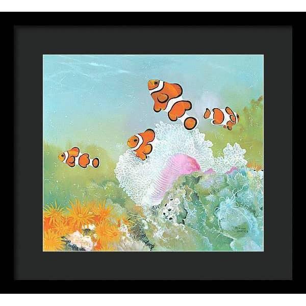 Clown Fish with Sea Anemones - Framed Print | Artwork by Glen Loates