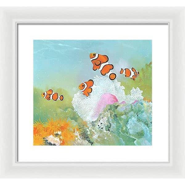 Clown Fish with Sea Anemones - Framed Print | Artwork by Glen Loates