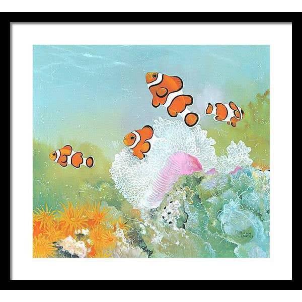 Clown Fish with Sea Anemones - Framed Print | Artwork by Glen Loates