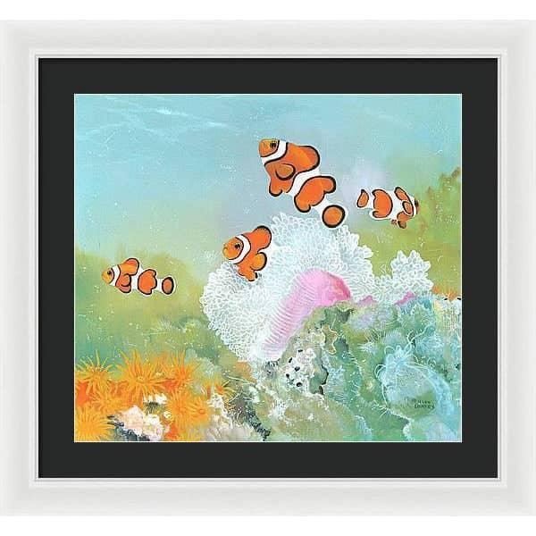 Clown Fish with Sea Anemones - Framed Print | Artwork by Glen Loates