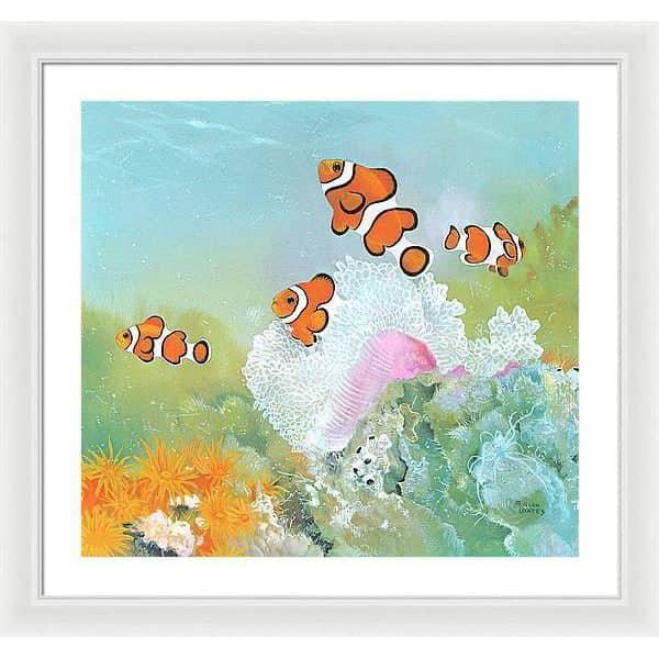 Clown Fish with Sea Anemones - Framed Print | Artwork by Glen Loates