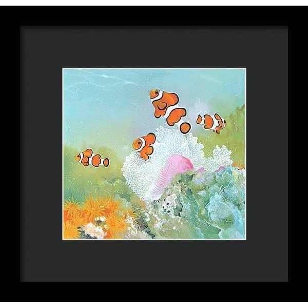 Clown Fish with Sea Anemones - Framed Print | Artwork by Glen Loates