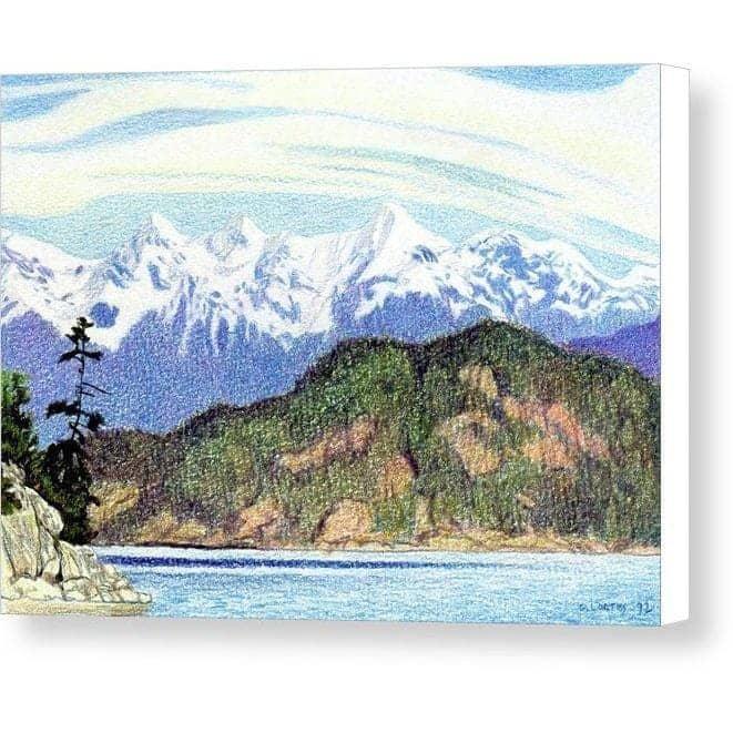 Snow Capped Mountains in British Columbia - Canvas Print | Artwork by Glen Loates