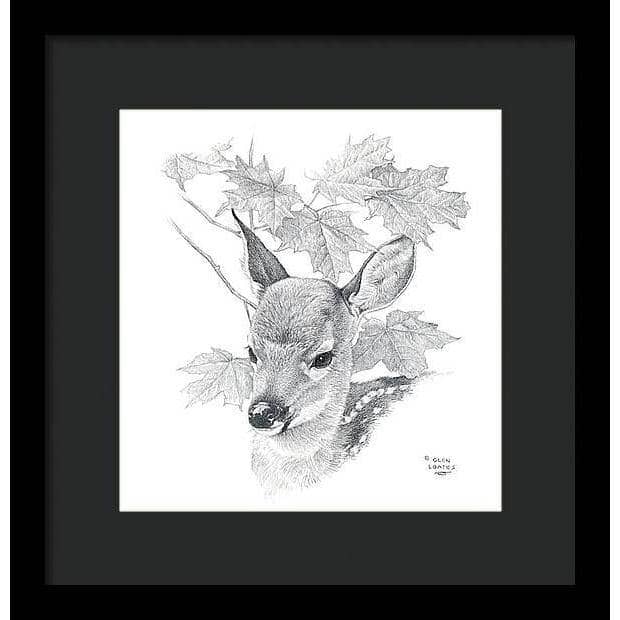 White Tailed Deer Fawn Portrait - Framed Print | Artwork by Glen Loates