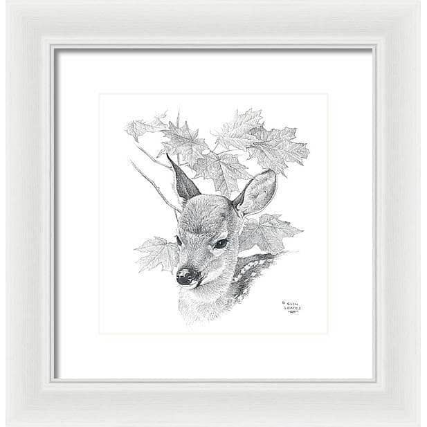 White Tailed Deer Fawn Portrait - Framed Print | Artwork by Glen Loates