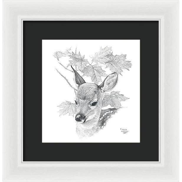 White Tailed Deer Fawn Portrait - Framed Print | Artwork by Glen Loates