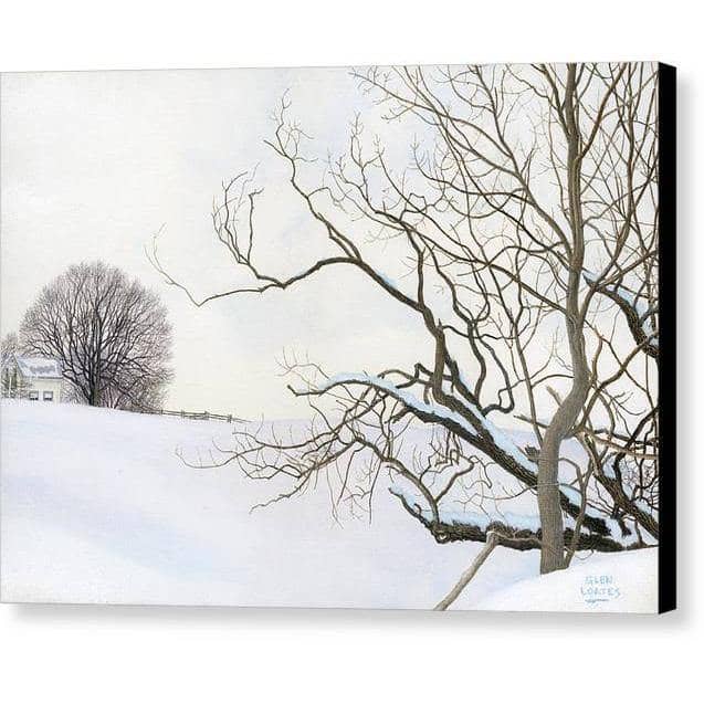 Winter White with Purple Martin House - Canvas Print | Artwork by Glen Loates
