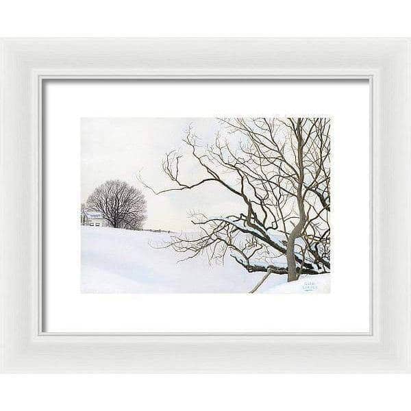 Winter White with Purple Martin House - Framed Print | Artwork by Glen Loates