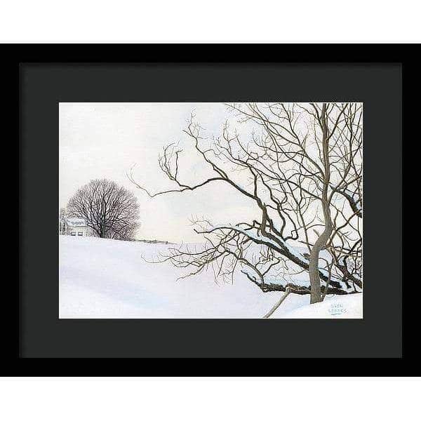 Winter White with Purple Martin House - Framed Print | Artwork by Glen Loates