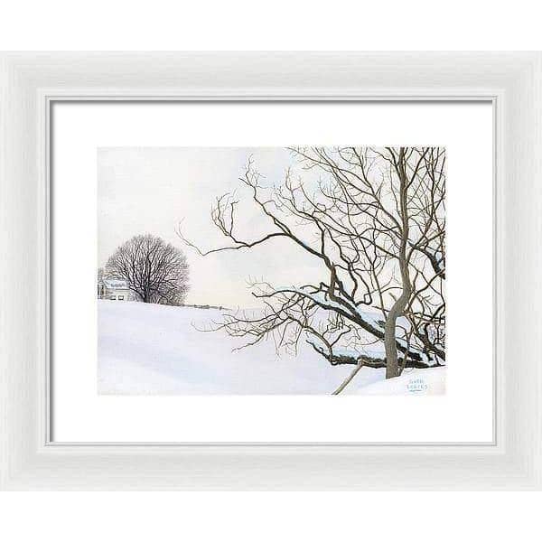 Winter White with Purple Martin House - Framed Print | Artwork by Glen Loates