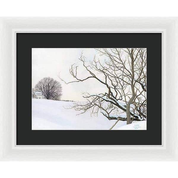 Winter White with Purple Martin House - Framed Print | Artwork by Glen Loates