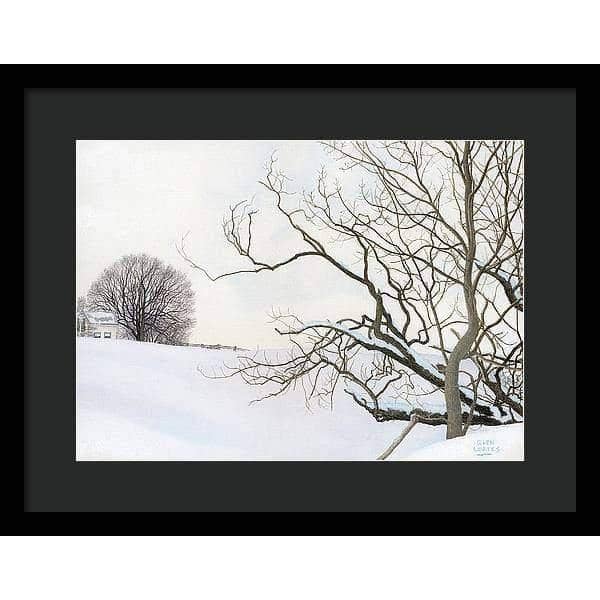 Winter White with Purple Martin House - Framed Print | Artwork by Glen Loates