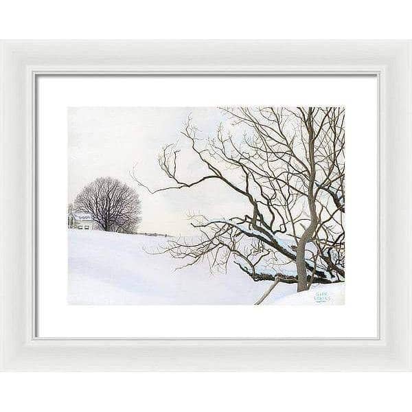 Winter White with Purple Martin House - Framed Print | Artwork by Glen Loates