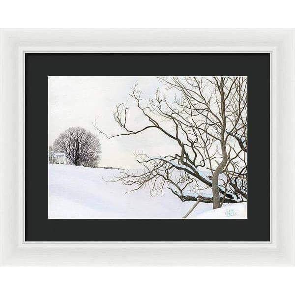 Winter White with Purple Martin House - Framed Print | Artwork by Glen Loates