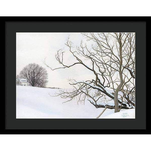 Winter White with Purple Martin House - Framed Print | Artwork by Glen Loates