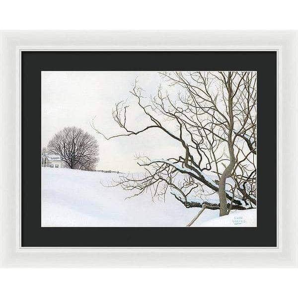Winter White with Purple Martin House - Framed Print | Artwork by Glen Loates