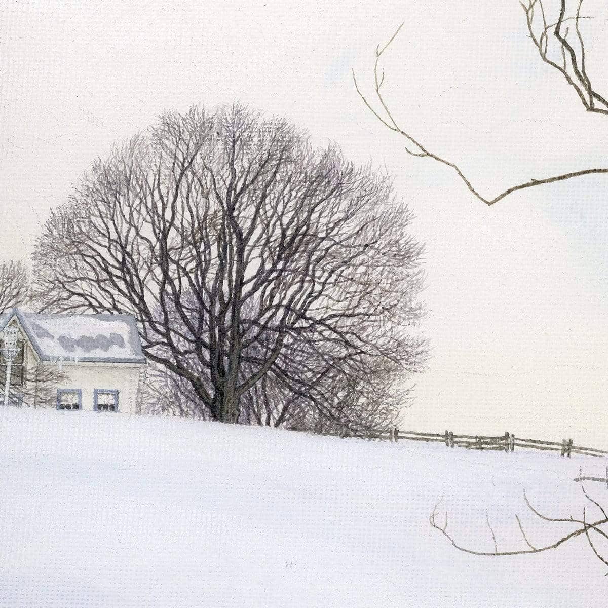 Winter White with Purple Martin House - Framed Print | Artwork by Glen Loates