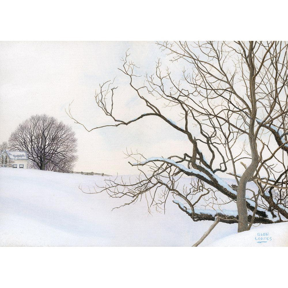 Winter White with Purple Martin House - Framed Print | Artwork by Glen Loates