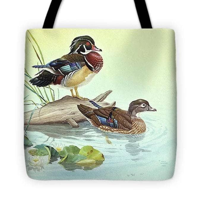 Canards branchus - Sac fourre-tout par Glen Loates, œuvre imprimée sur un sac fourre-tout
