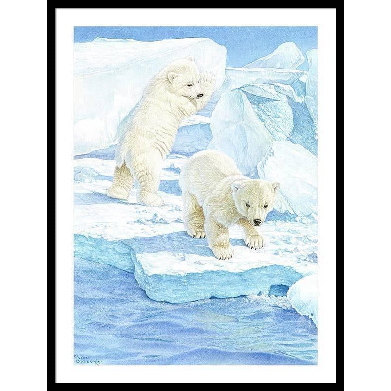 Polar Bear Cubs - Framed Print | Artwork by Glen Loates