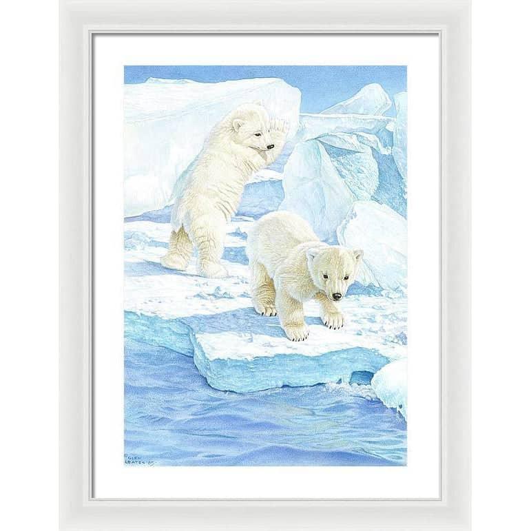 Polar Bear Cubs - Framed Print | Artwork by Glen Loates