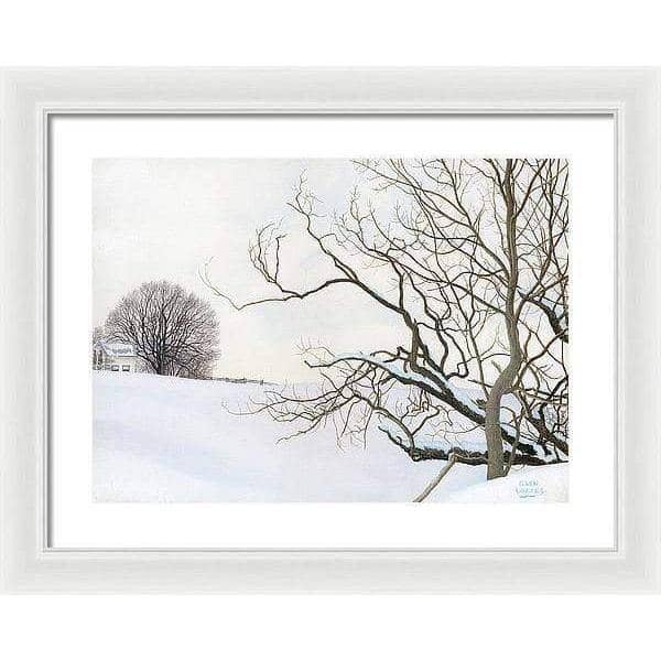 Winter White with Purple Martin House - Framed Print | Artwork by Glen Loates