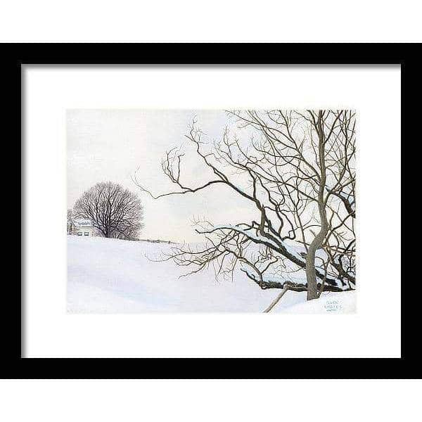 Winter White with Purple Martin House - Framed Print | Artwork by Glen Loates
